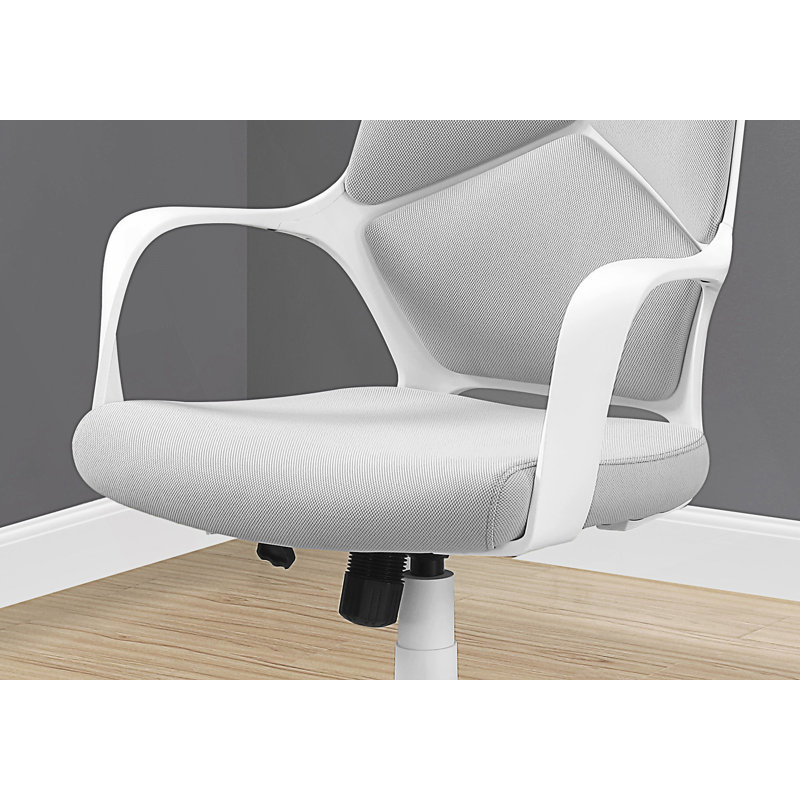 Chaise de bureau ergonomique pivotante à hauteur réglable, Gris, Blanc