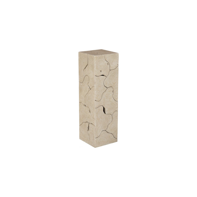 Piédestal en teck, carré, finition avoine, LG, H 39 po x l 12 po x P 12 po