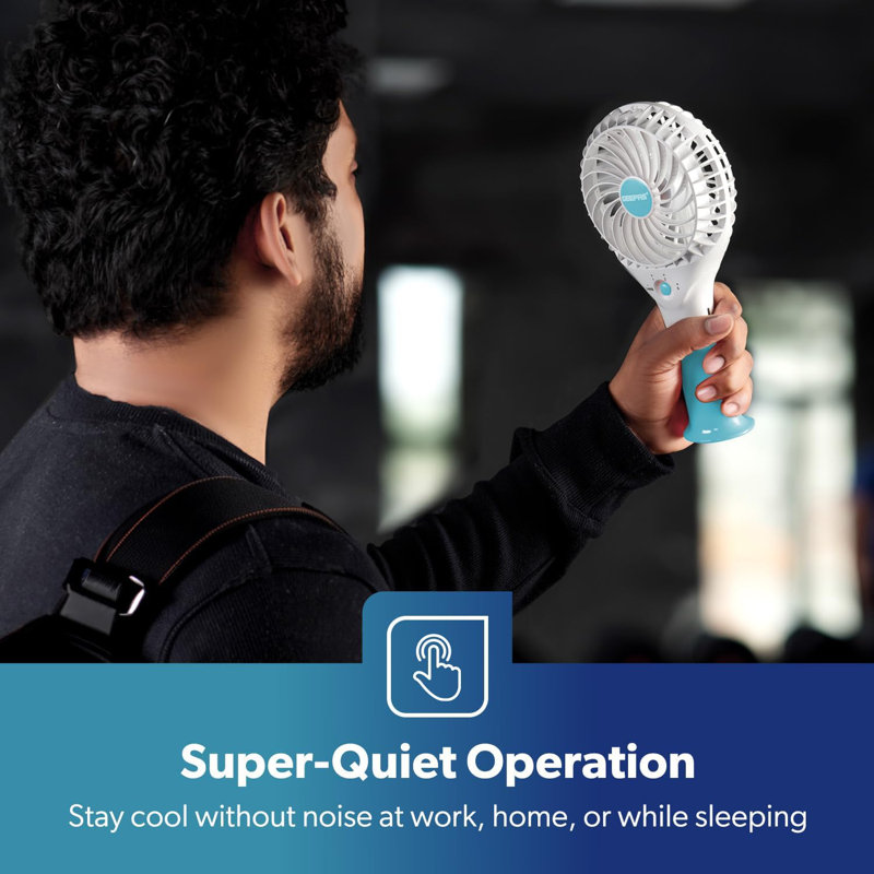 GEEPAS Rechargeable Fan | Mini Portable USB Handheld Fan for Home Office Travel Outdoor Personal Use | 3 Speed Settings 8Hr Run Time | Ultra Quiet Lightweight Air Circulator | 2 Year Warranty