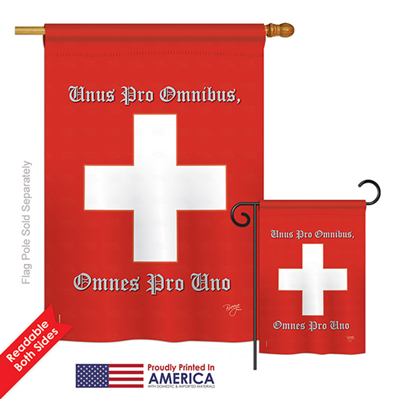 Ensemble de 2 drapeaux en polyester vertical décoratif 2 côtés swiss of the world