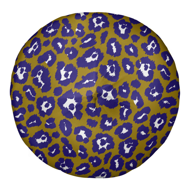 Housse et insert de coussin touffeté rond, H 26 po x l 26 po x P 4 po, Or / mauve / blanc