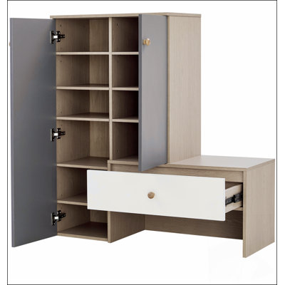 Multi-functional Shoe Storage Bench & Shoe Cabinets,  Shoe Rack with Bench, Adjustable Shelves for Hallway, Entryway, White &