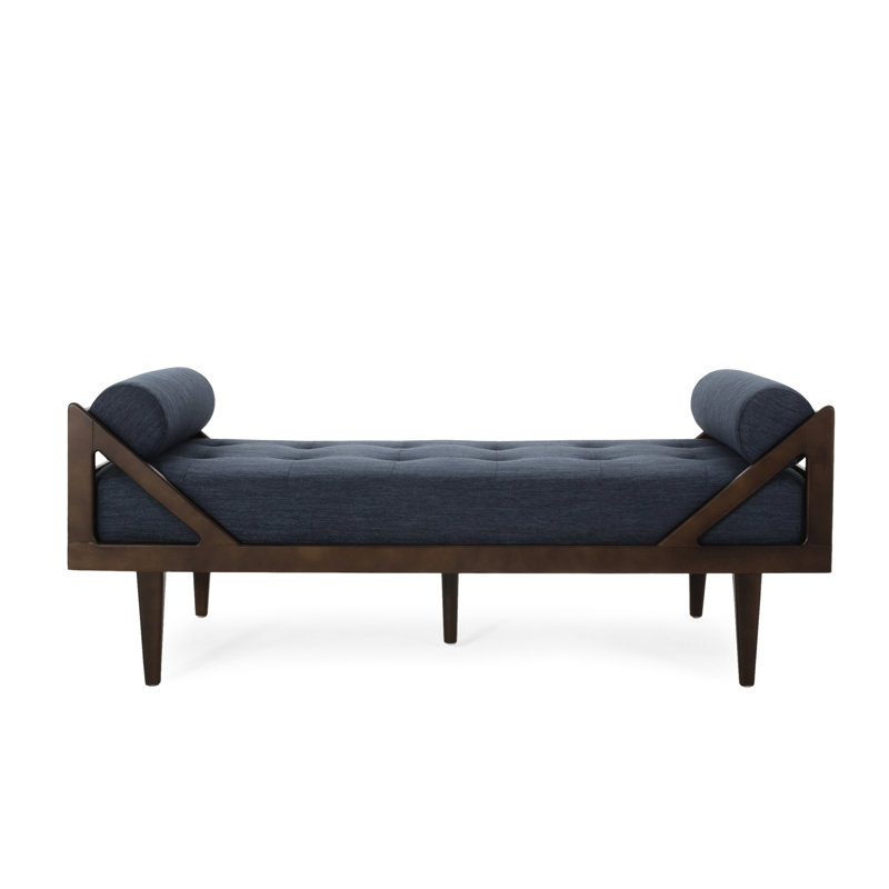 Élégante chaise longue en tissu bleu marine avec un attrait contemporain et sans coutures, Bleu