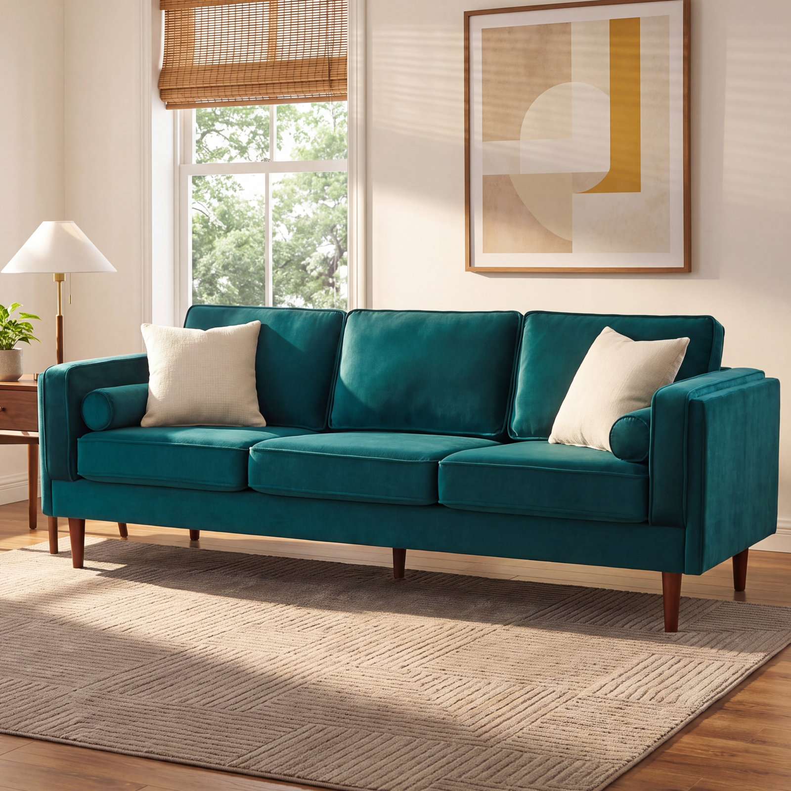 86" Velvet Sofa, Velvet Teal