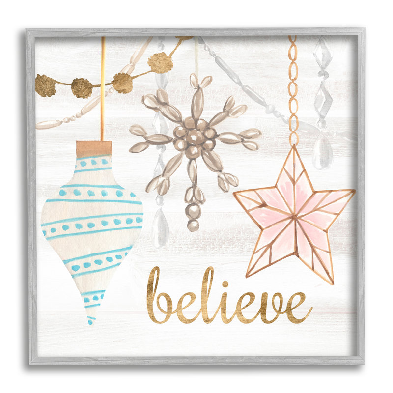 Glimmering Believe Text Holiday, H 17 po x l 17 po x P 1,5 po, Estampe numérique Farmhouse
