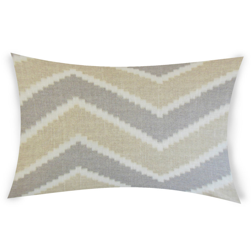 Chevron Feather Linen Reversible Throw Pillow, 12" H x 24" W, Beige
