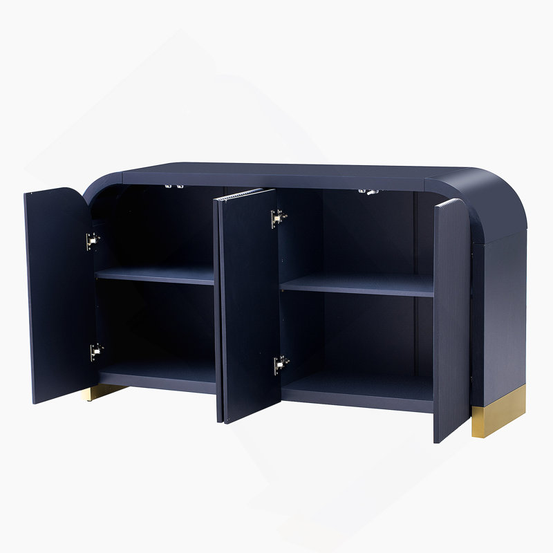 Armoire à panneau ondulé 4 portes à 4 portes avec tablettes réglables, Marine