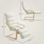 Curved Wooden Accent Chair, With Adjustable Footrest-344172634