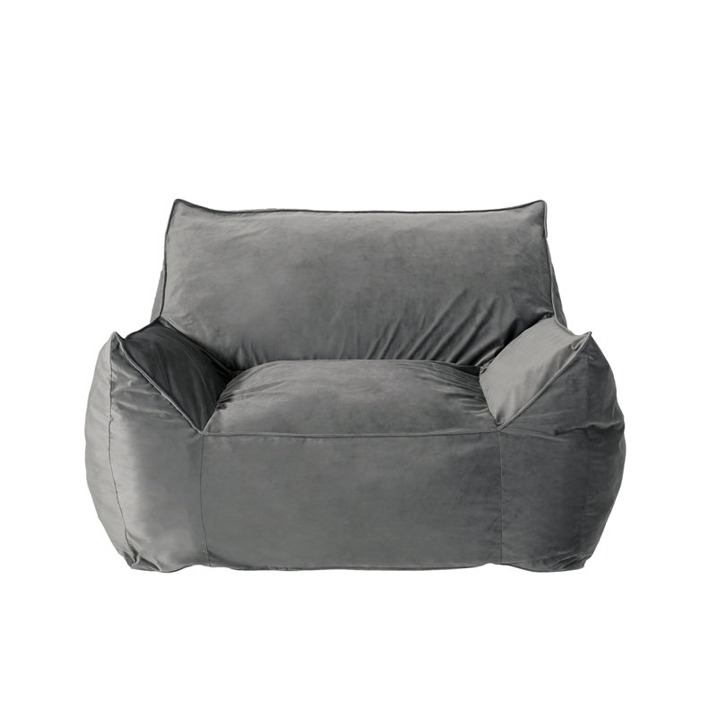 Fauteuil à billes avec accoudoirs, H 43,05 po x l 40,05 po x P 40,05 po, Velours gris velours