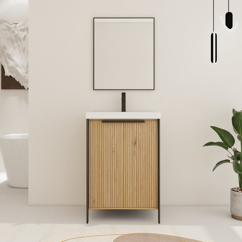 Ensemble de meuble-lavabo simple 24 po avec plateau en résine Hickory, 24''
