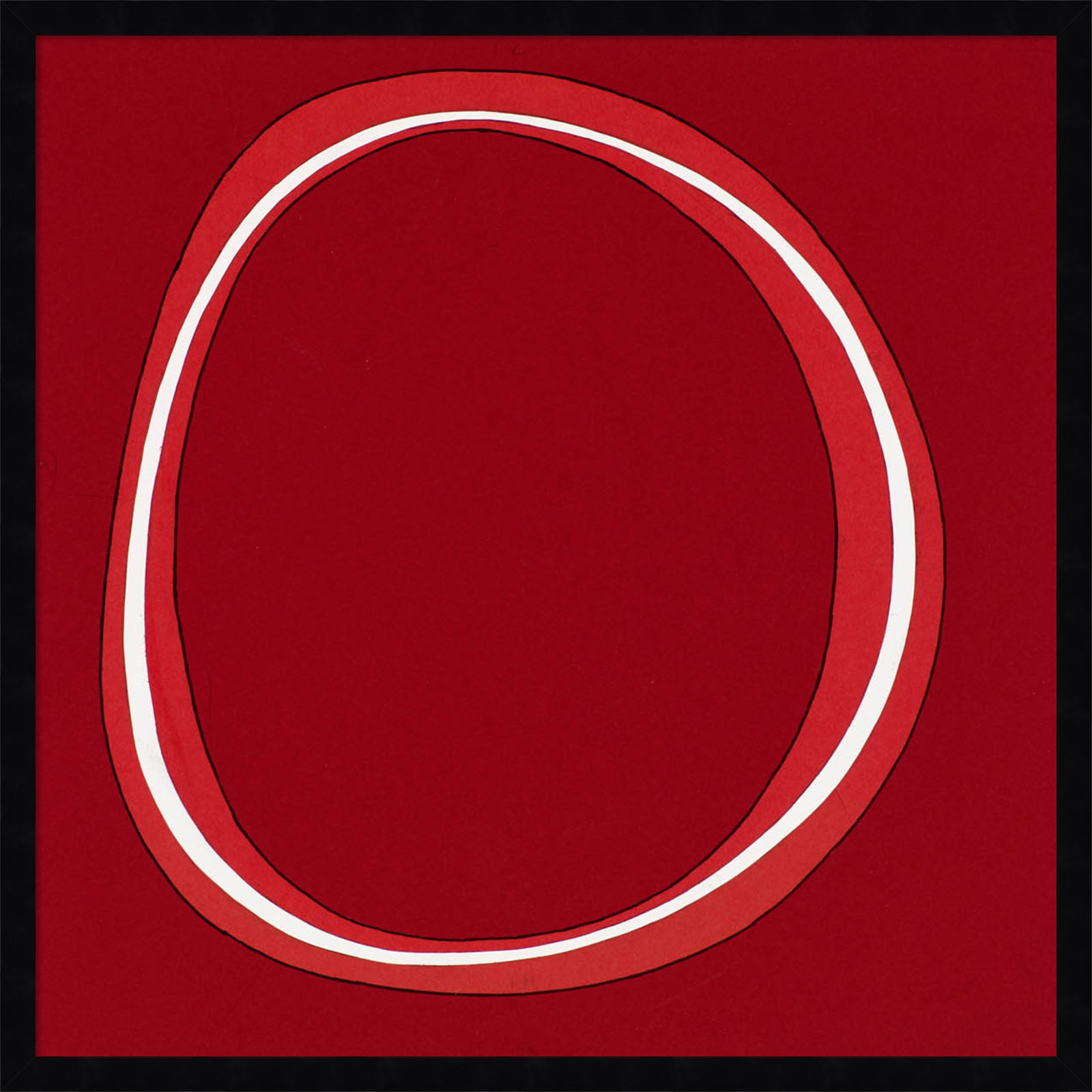 Red Circle Print by Alex Dunn, Black, 25" H x 25" W
