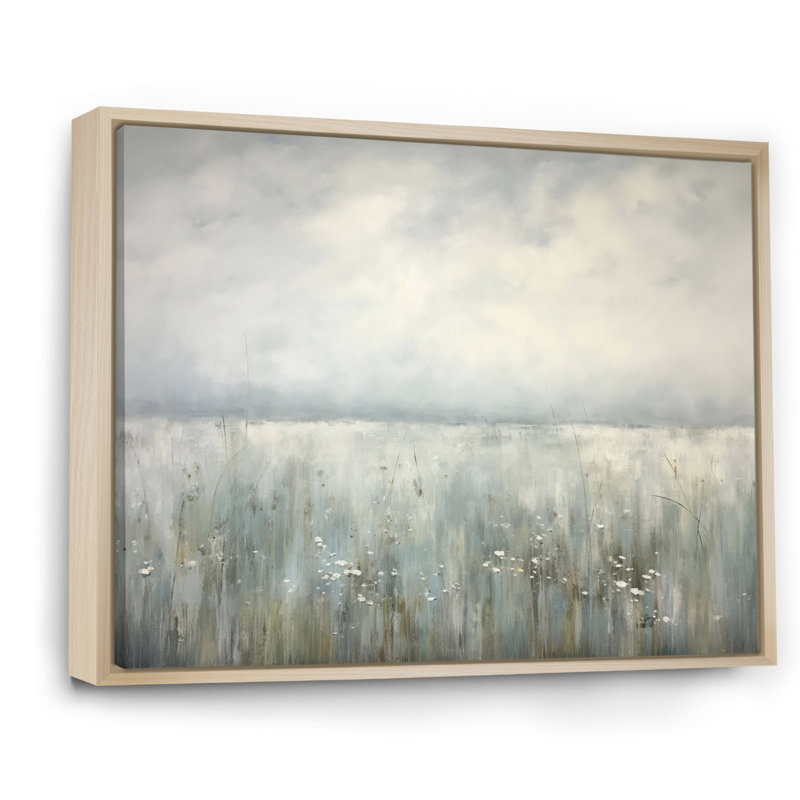 «Meadow Minimalisme Horizon I», impressions sur toile, Cadre flottant érable, H 30 po x l 40 po x P 1,5 po