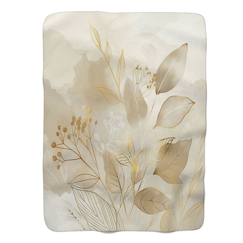 Gold Foliage Designs - 1 pièce Sherpa Premium, Grand lit