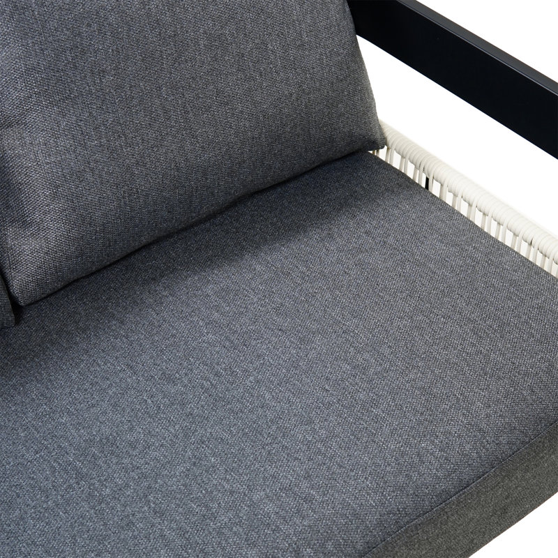Ensemble de canapé d'extérieur en fer pour plusieurs personnes avec une table, Gris