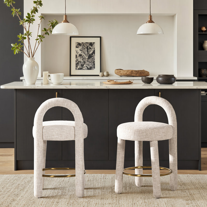 Tabouret de comptoir rond arqué de 26,5 po Ashlie, ensemble de 2