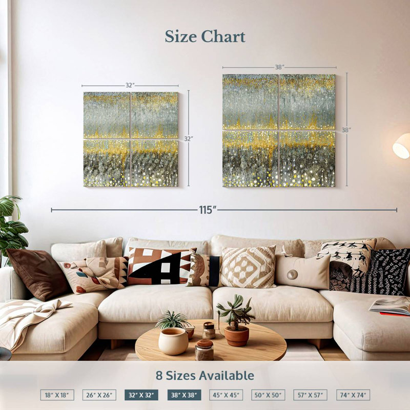 Rain Avery Yellow Gray, 32" H x 32" W