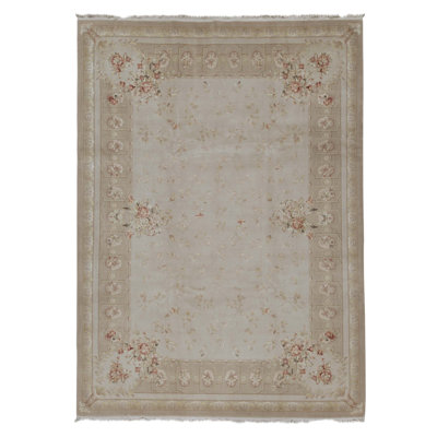 Hand Knotted Area Rug in Beige