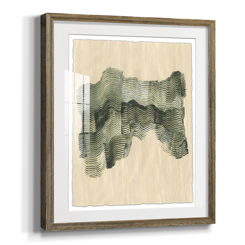 «Minty Green Orbs II», reproduction encadrée, Papier avec cadre noyer, Blanc