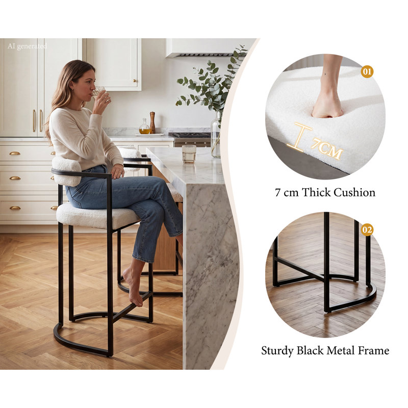 Beatryce Bar Stools Upholstered Counter Stool with Metal Frame Modern Bar Chairs for Kitchen Dining Room , Beige
