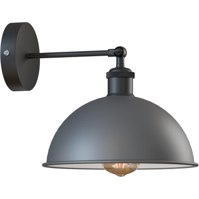 Applique murale en dôme en métal, lampe murale industrielle réglable à 180 °, luminaire mural pour le bureau de la chambre à coucher, la cuisine, le salon, la décoration intérieure moderne