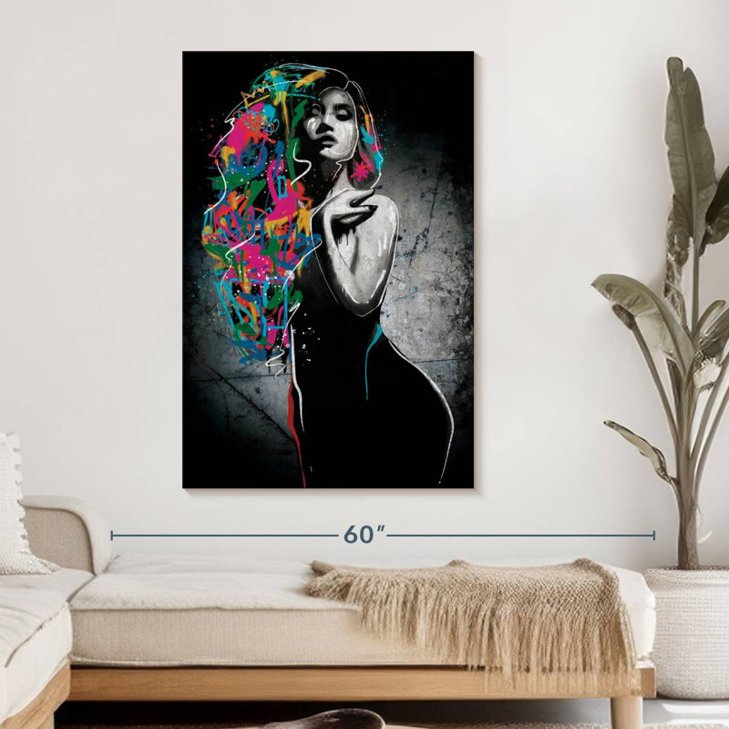 Portrait de femme sensuelle grunge, H 48 po x l 32 po x P 1,25 po
