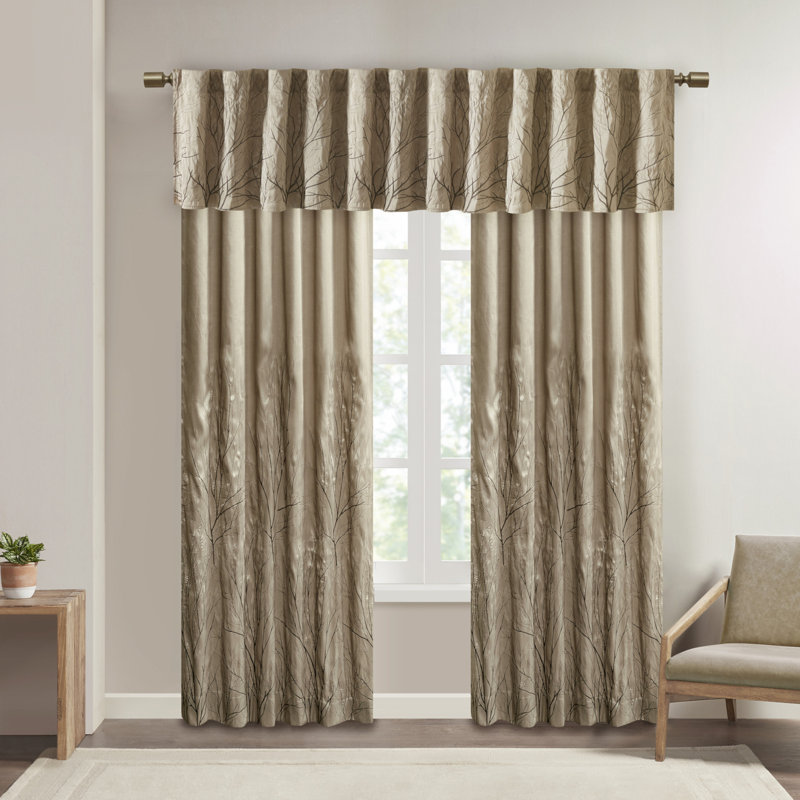 Embroidered Window Valance 50X18", Tan