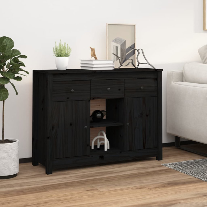 Potts 100cm Solid Wood Sideboard, Black