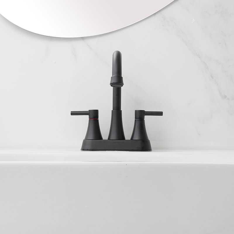 Robinet de salle de bain à large entraxe avec bonde, Noir mat