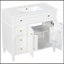 Meuble-lavabo de 36 po avec lavabo, armoire en bois massif blanc, tiroir rabattable, 3 tiroirs, 2 portes à fermeture en douceur, poignées dorées, design moderne, deux ensembles-607079968