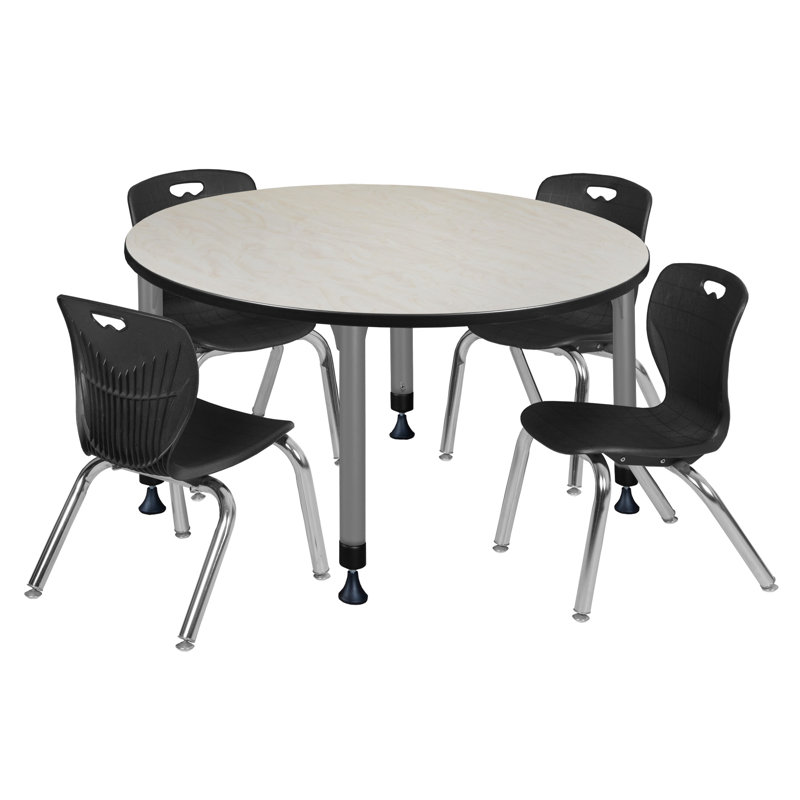 Ensemble de table de salle à manger et de chaises 12 po Kee, H 34 po x L 48 po x l 48 po, Érable, Noir