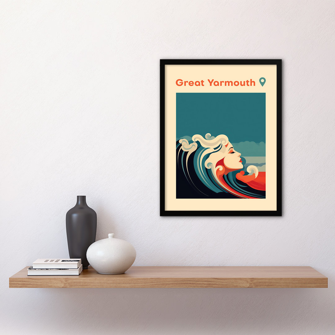 Foxx The Seaside Calls Great Yarmouth Beach England UK Modern Waves Sea Siren - Single Picture Frame Print