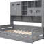 Lit de jour gris simple avec lit gigogne et armoire / tablette - Structure en bois avec cadre élégant et pratique-1294755191-1294755188
