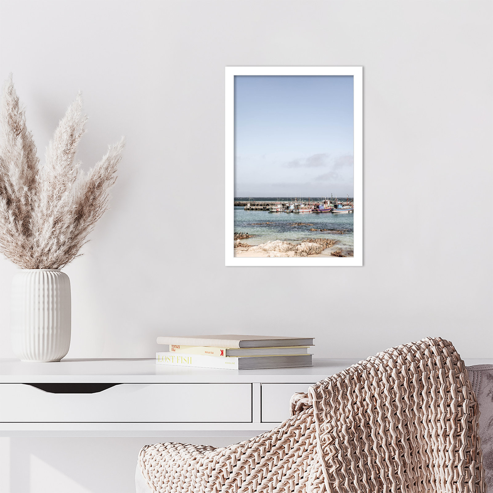 Roanne "Kalk Bay Beach" Print, White, 17" H x 12" W