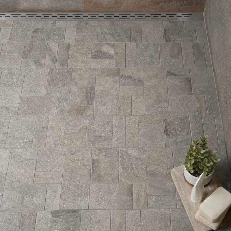 Carreau de mosaïque mural en porcelaine de 11,8 po x 15,7 po Mosaics, Gris