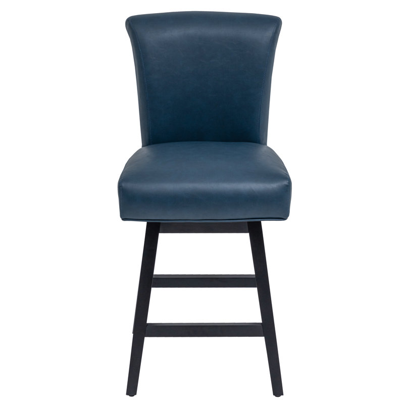 George Oliver Counter Stools,26" 360 Free Swivel Bar Stools,Modern Counter Height Bar Stools With Upholstered And High-Back,Wooden Barstool For Kitchen Island And Counter Height,Set Of 1,PU Leather