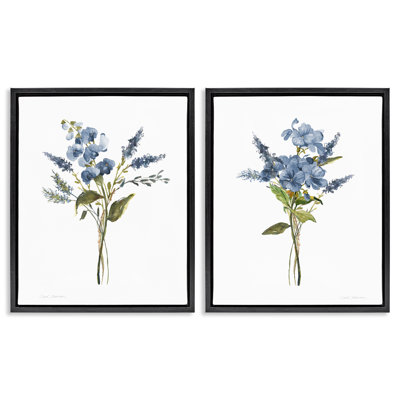 Geranium Sprig Bundles, ensemble de 2 toiles flottantes encadrées noires, design par Carol Robinson