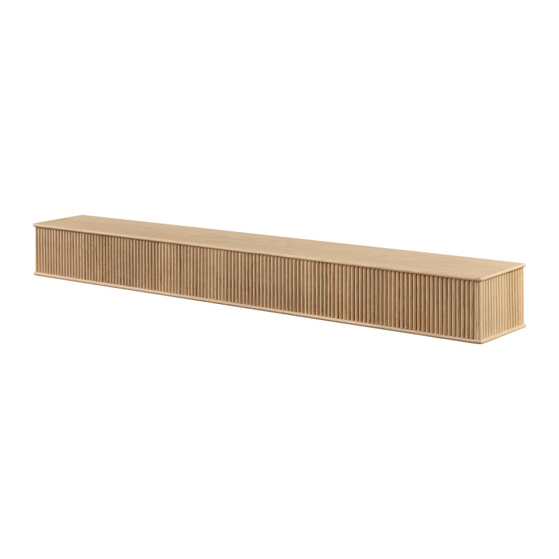 Modern Ember Monti Fireplace Wood Mantel Shelf with Fluted “Reed” Details in Whitewash, 60", Umber