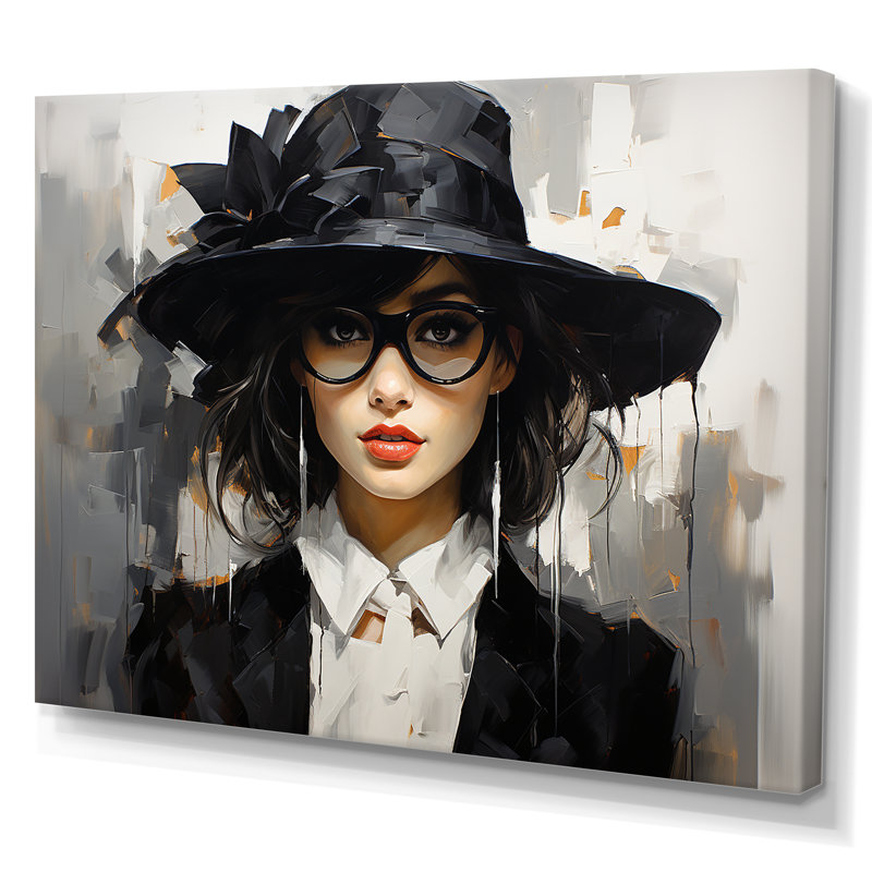 Élégance, portrait en mode monochrome II - art mural Chanel, Toile tendue, H 30 po x l 40 po x P 1,5 po