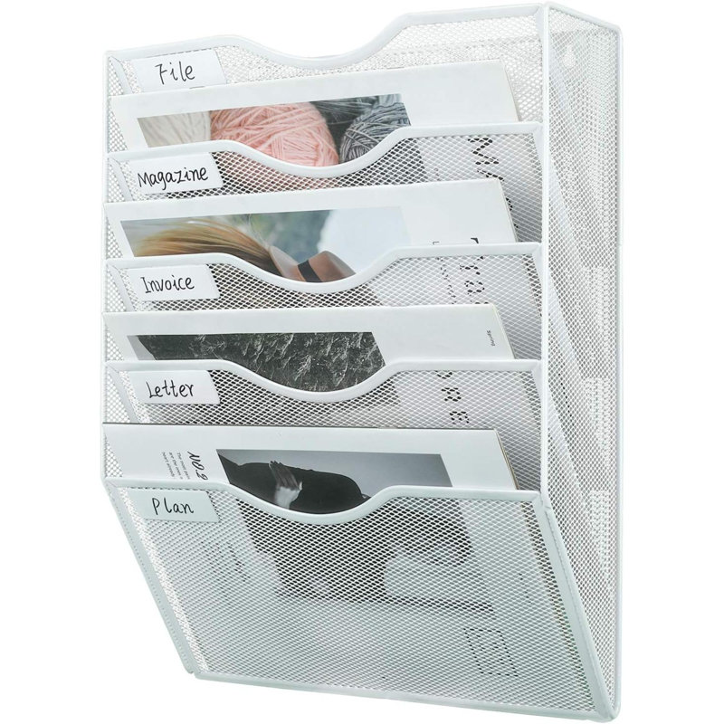 Metal Wall Organizer with Mail Storage, White, 17.4 cm H x 27.8 cm W x 32.5 cm D