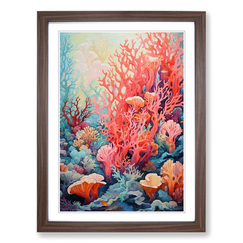 Single Picture Frame Print on Wood, Walnut Framed, 34cm H x 25cm W
