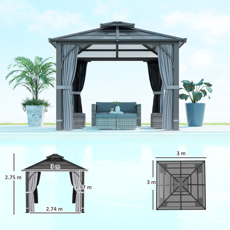 25 Ft. W x 25 Ft. D Metal Hardtop Gazebo