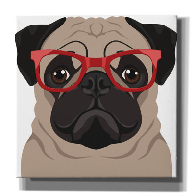 «Pug Porter Hipster Glasses 2» par Furbaby Affiliates, art mural sur toile
