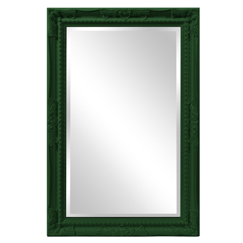 Solid Wood Rectangle Mirror, Glossy Hunter Green