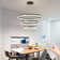Modern LED Pendant Light, 3 Ring Dimmable LED Pendant Light With Remote Control, Round Recessed High Ceiling Light Fixture