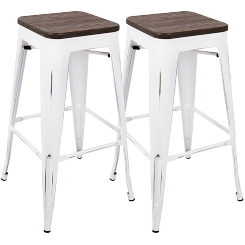 Joncarlo Counter Stool with Metal Frame, Bronze/White Frame