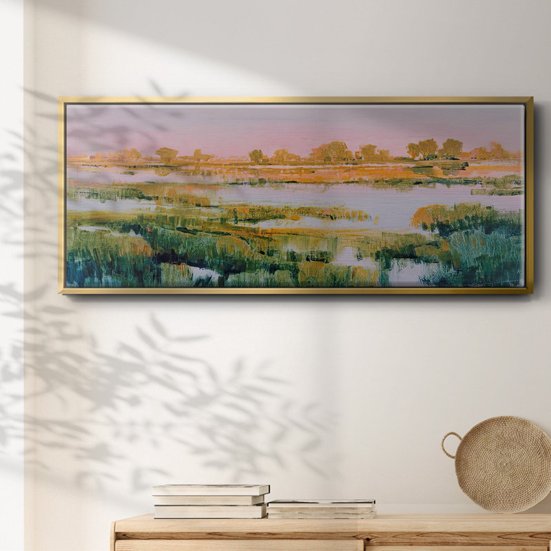 Marshland View I - Framed Canvas, 12" H x 30" W