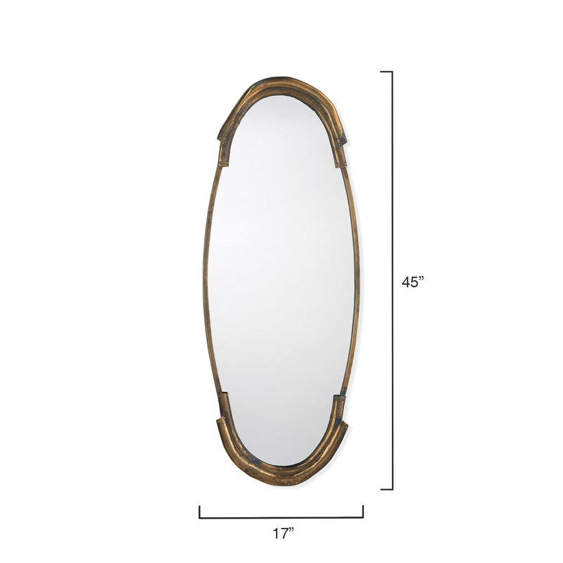 Margaux Oval Metal Mirror, Antique Brass