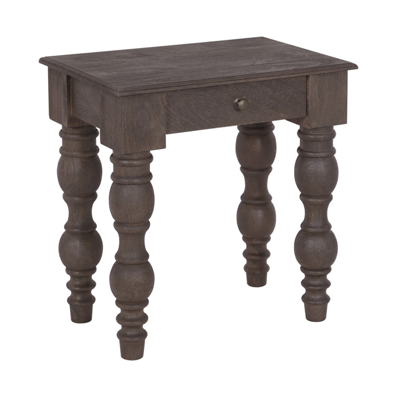 Braydan Solid Wood Side Table with Hand-Turned Legs – Coffee Brown, Coffee Brown