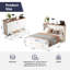 Armoire pour grand lit escamotable avec cadre en bois massif à 2 tiroirs USB-2003582804