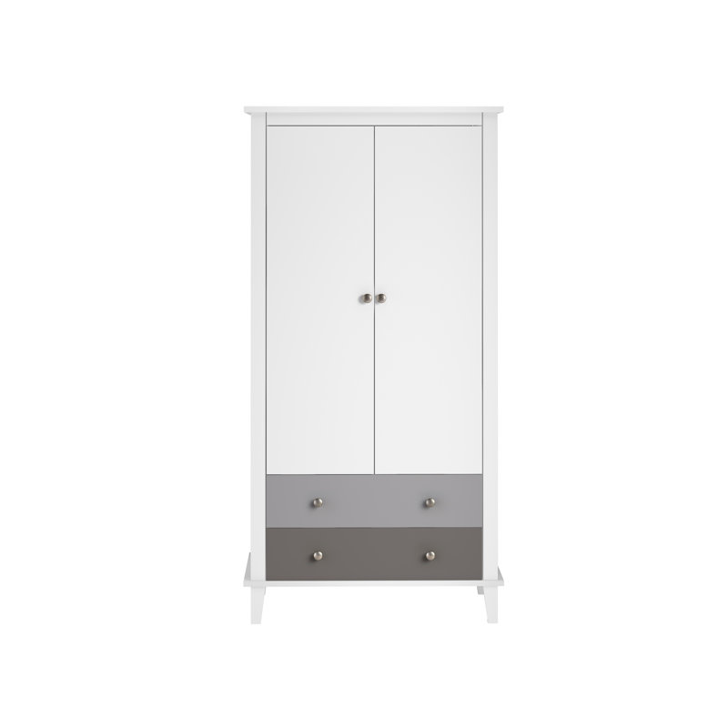 Oluchi 2 Door Wardrobe, White/Grey